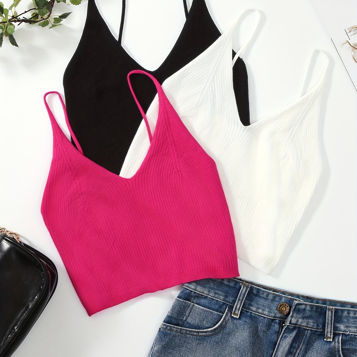 Y2K Sexy V neck Crop Cami Tops