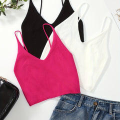 Y2K Sexy V neck Crop Cami Tops