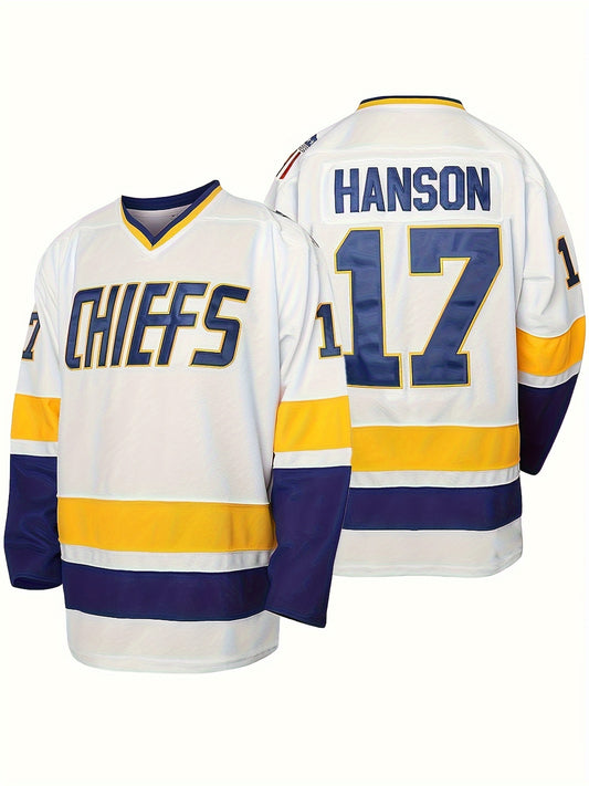 Men's Vintage Ice Hockey Jersey Long Sleeve V Neck Sweatshirt