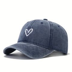 Vintage Baseball Cap Heart Embroidered Dad Hat Adjustable Sun Hats