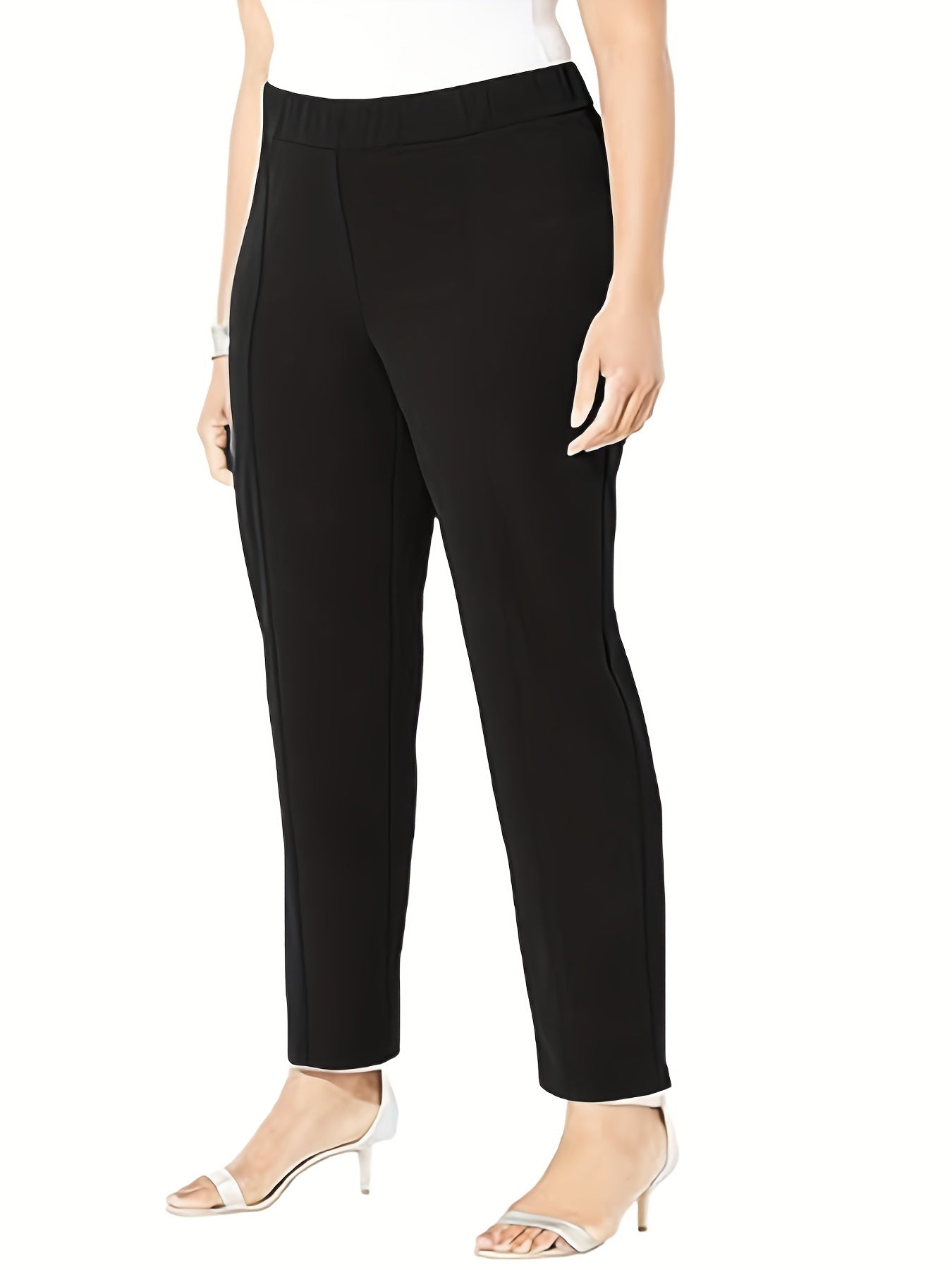  High Rise Stretch Tapered Leg Trousers