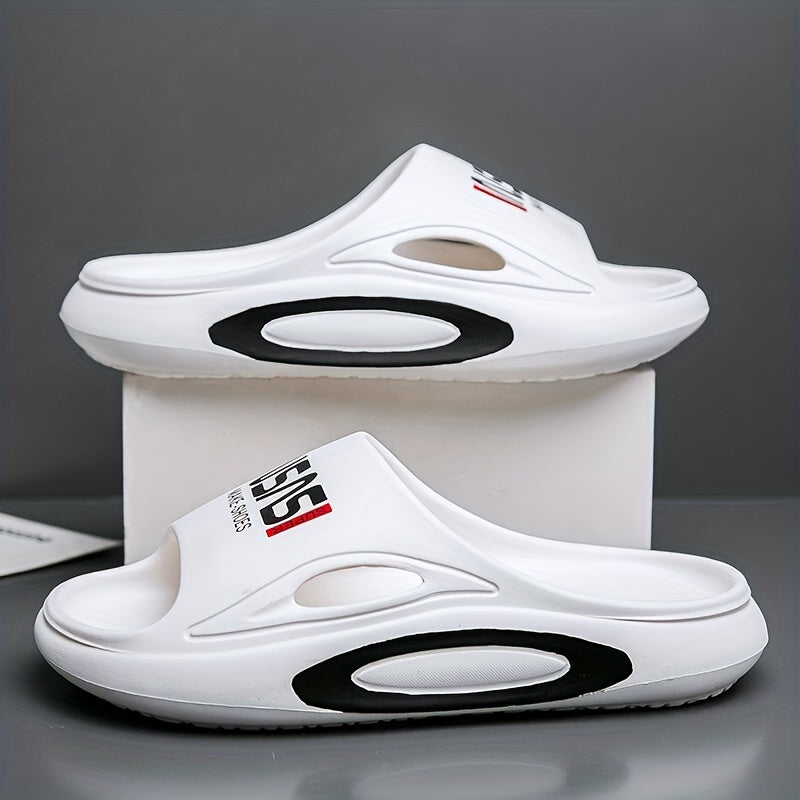 Men's Alphabet Detail Non Slip Platform Slides