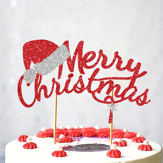 Merry Christmas Cake Insert Santa Hat Theme Cake Decoration