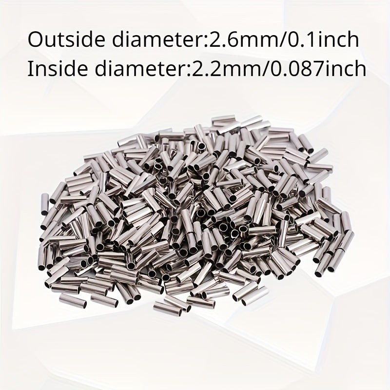 500pcs Copper Tube Connectors Crimping Sleeves Fishing Line Wire Leader
