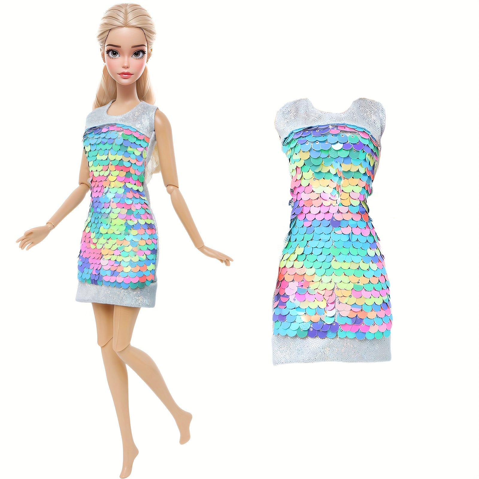 6pcs Glittery Sequin Evening Gown Set for 11.5" Dolls