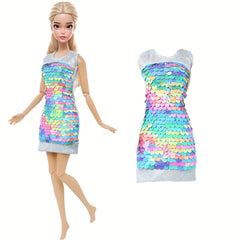 6pcs Glittery Sequin Evening Gown Set for 11.5" Dolls