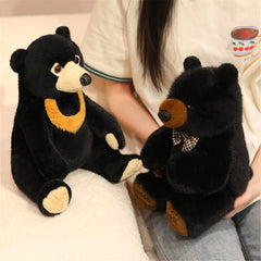 DOYOUDO Bear Plush Toy 9.84 Stuffed Animal Orange Collar Home Decor Birthday