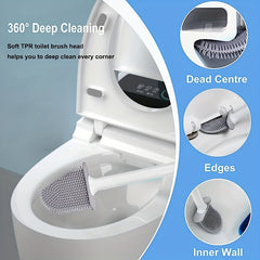 Soft Rubber Toilet Brush With Removable Handle - Effortless Cleaning Tool