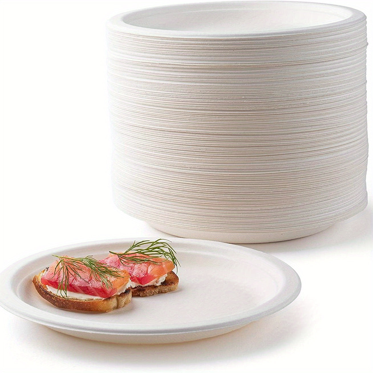 150pcs Biodegradable Sugarcane Bagasse Plate