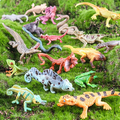 18pcs Colorful Reptile Action Figures - Chameleon, Frog, Lizard, Snake Models