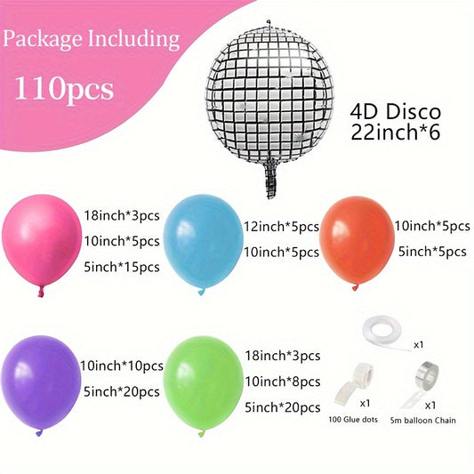 110pcs Disco Party Balloon Arch Flower Ring Set - Hip Hop Theme