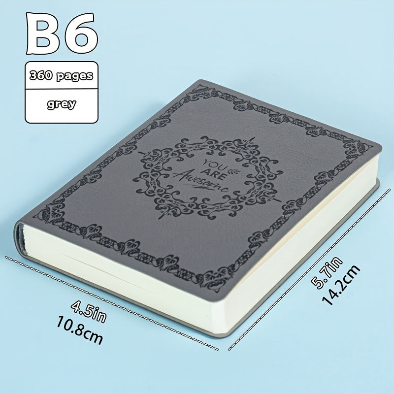 B6 Thickened Notebook 360 Pages Soft Faux Leather Journal