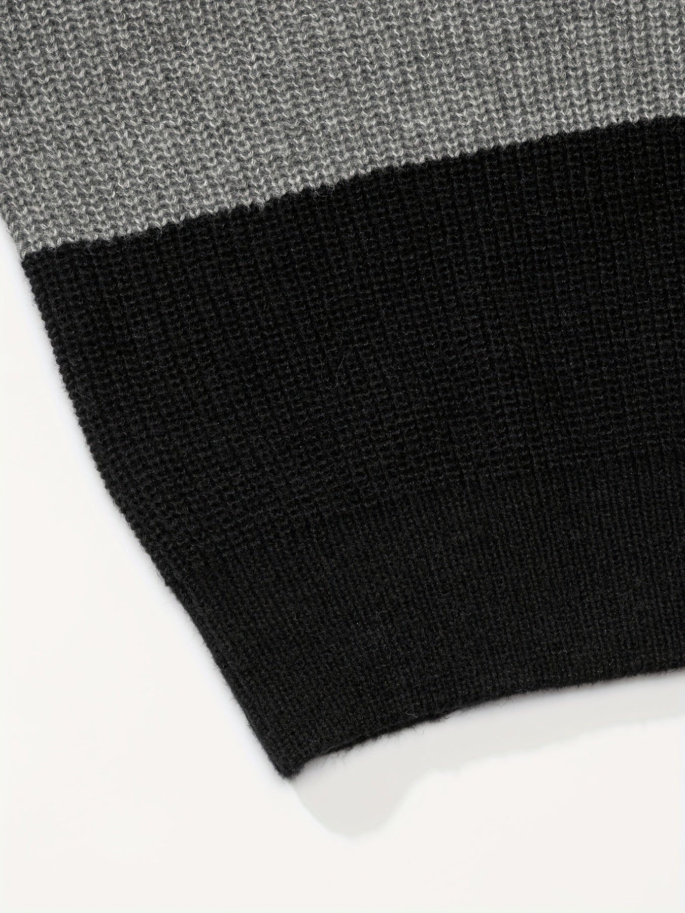 Men's Knitted Block Sweater Casual Crew Neck Pullover