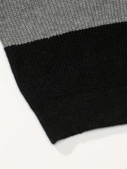 Men's Knitted Block Sweater Casual Crew Neck Pullover