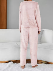 Eyelash Print Fuzzy Lounge Set Women's Loungewear