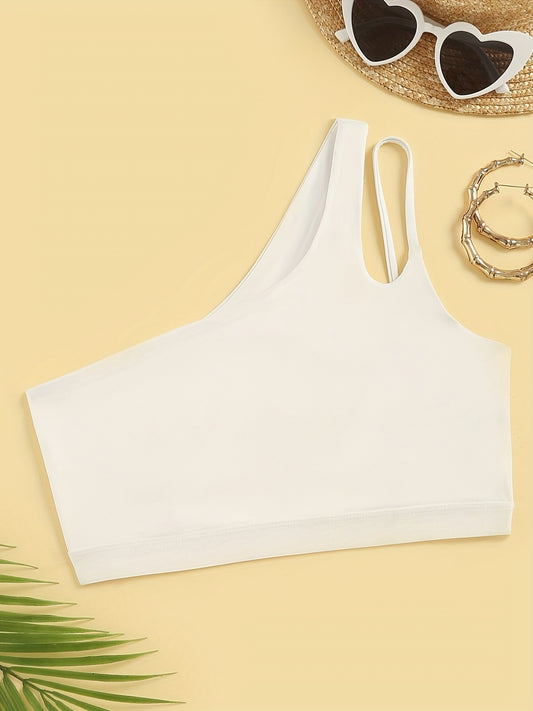 One Shoulder Strap Cami Crop Top Hollow Out Backless