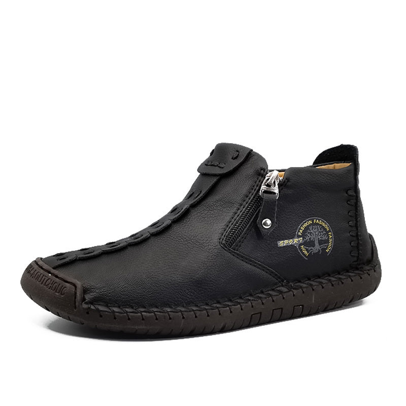 Men's Zipper Ankle Boots Vintage Rubber Sole Outdoor Shoes