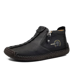 Men's Zipper Ankle Boots Vintage Rubber Sole Outdoor Shoes