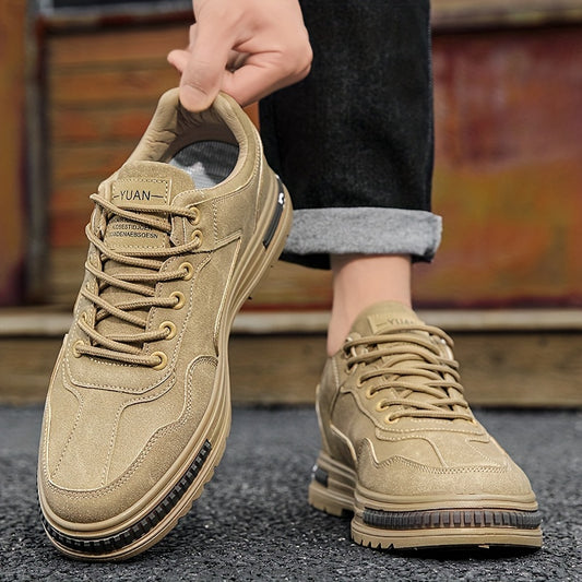 Men's Lace up Sneakers Athletic Shoes Comfortable PU Leather Walking Shoes