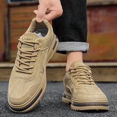 Men's Lace up Sneakers Athletic Shoes Comfortable PU Leather Walking Shoes