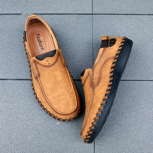Men's Stitch Detail Loafer Shoes Comfy Moc Toe Slip On Shoes