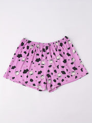 Women's Plus Cow Print Elastic Waist Home Shorts
