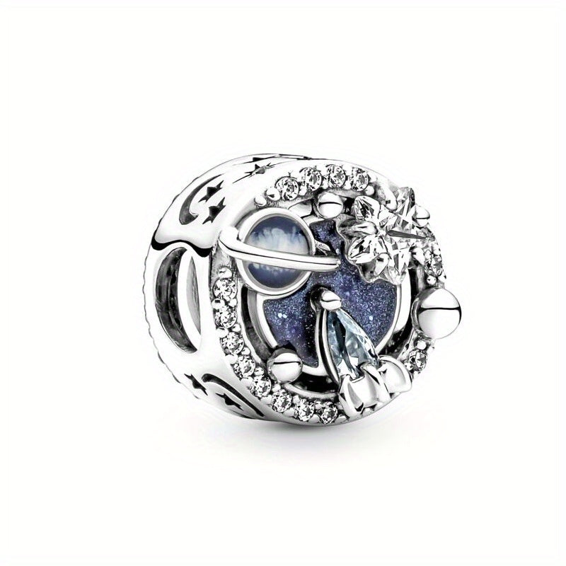 Rhinestone Decor Silver Space Astronaut Bead for DIY Jewelry