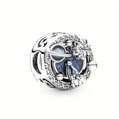 Rhinestone Decor Silver Space Astronaut Bead for DIY Jewelry
