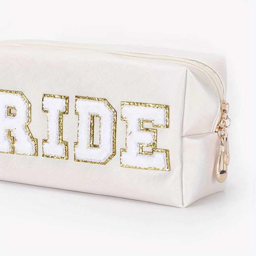 Waterproof Chenille Letter Patch Makeup Bag Travel Storage Pouch
