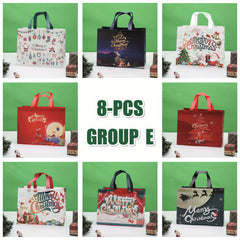 8pcs Large Christmas Tote Gift Bags With Handles Reusable Non woven Gift Bag