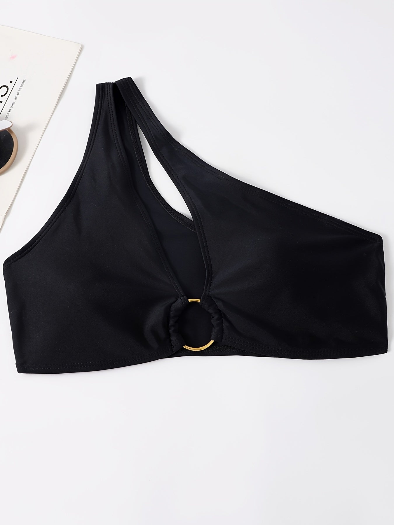One Shoulder Cut Out Front Bikini Sets