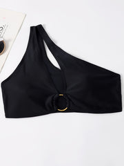 One Shoulder Cut Out Front Bikini Sets