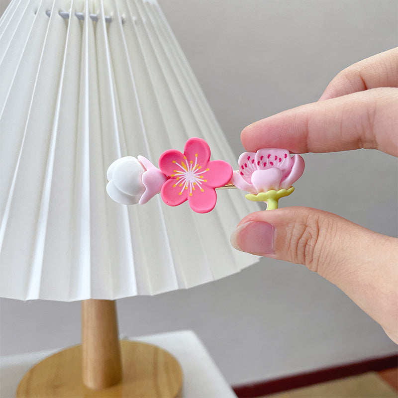 Peach Blossom Tulip Lily Hair Clips Barrette Scrunchie
