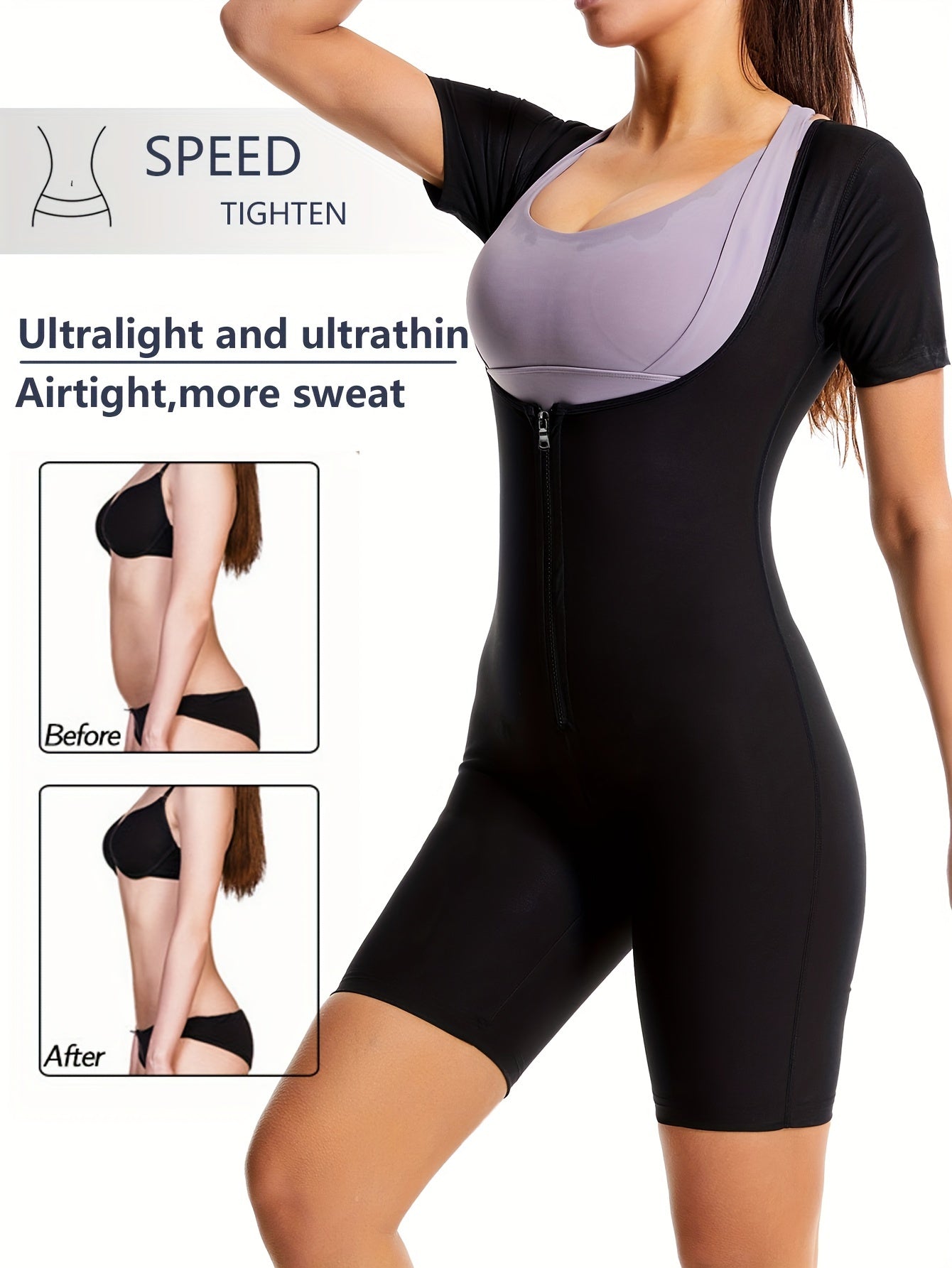 Sporty Shaping Bodysuit Short Sleeve Weight Loss Suit