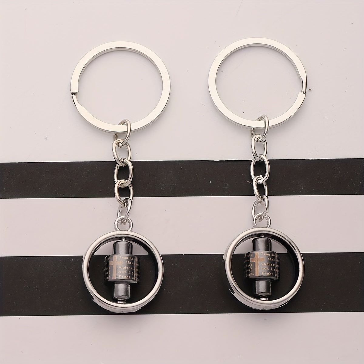 2pcs Rotatable Alloy Keychain Creative Business Bag Accessories