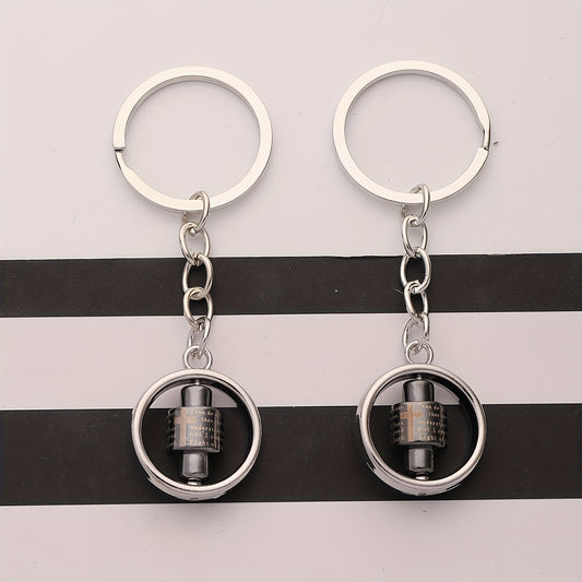 2pcs Rotatable Alloy Keychain Creative Business Bag Accessories