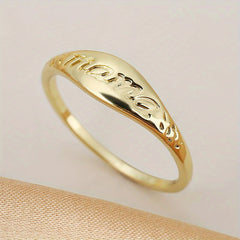 14k Plated Ring for Mom Carved Letters Gift for Mother