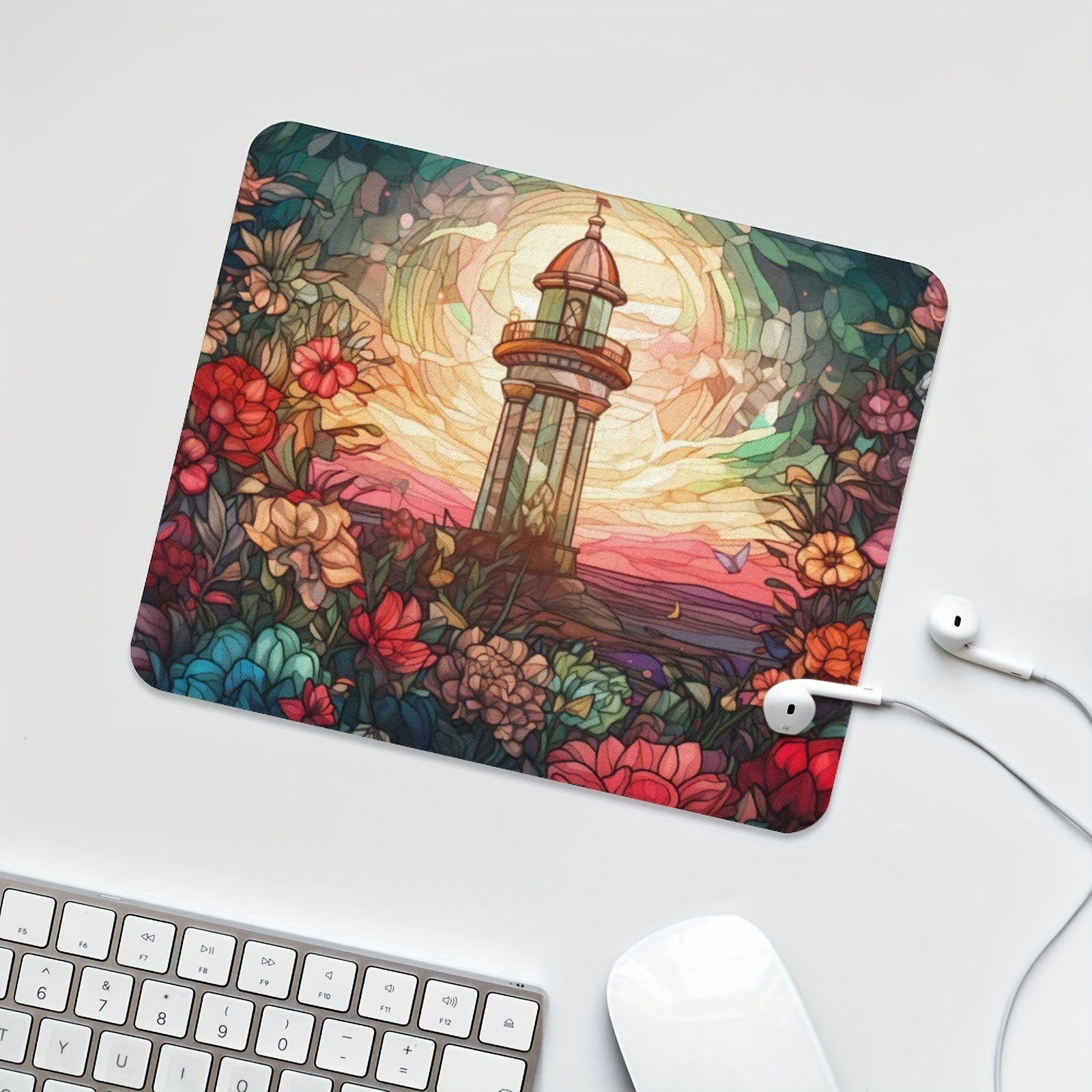 Flower And Lamp Stand Mouse Pad Non Slip Rubber Mouse Mat