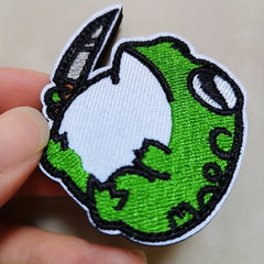Cartoon Fat Frog Hook Loop Patch Funny Animal Sew On Embroidered Applique