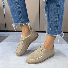 Women's Plush Loafers Fleece Liner Lace Up Shoes
