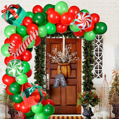 Christmas Balloon Garland Red And Green Arch Kit With Candy Foil Balloons