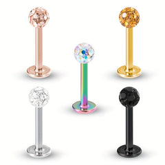 8mm Crystal Stud Lip Ring Rhinestones Cartilage Piercing Body Jewelry
