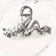 Alloy Antique Floral Clip Zircon Hair Clip Retro Pear Blossom Curved Clip