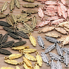 30pcs Feather Charm Pendant for DIY Key Chain Sweater Bracelet Necklace
