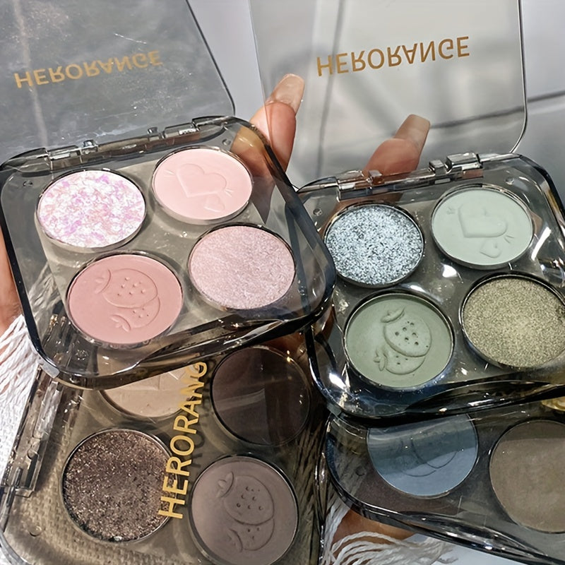 Smokey Gothic Eyeshadow Palette 4 Colors Pearly Glitter Matte Finish