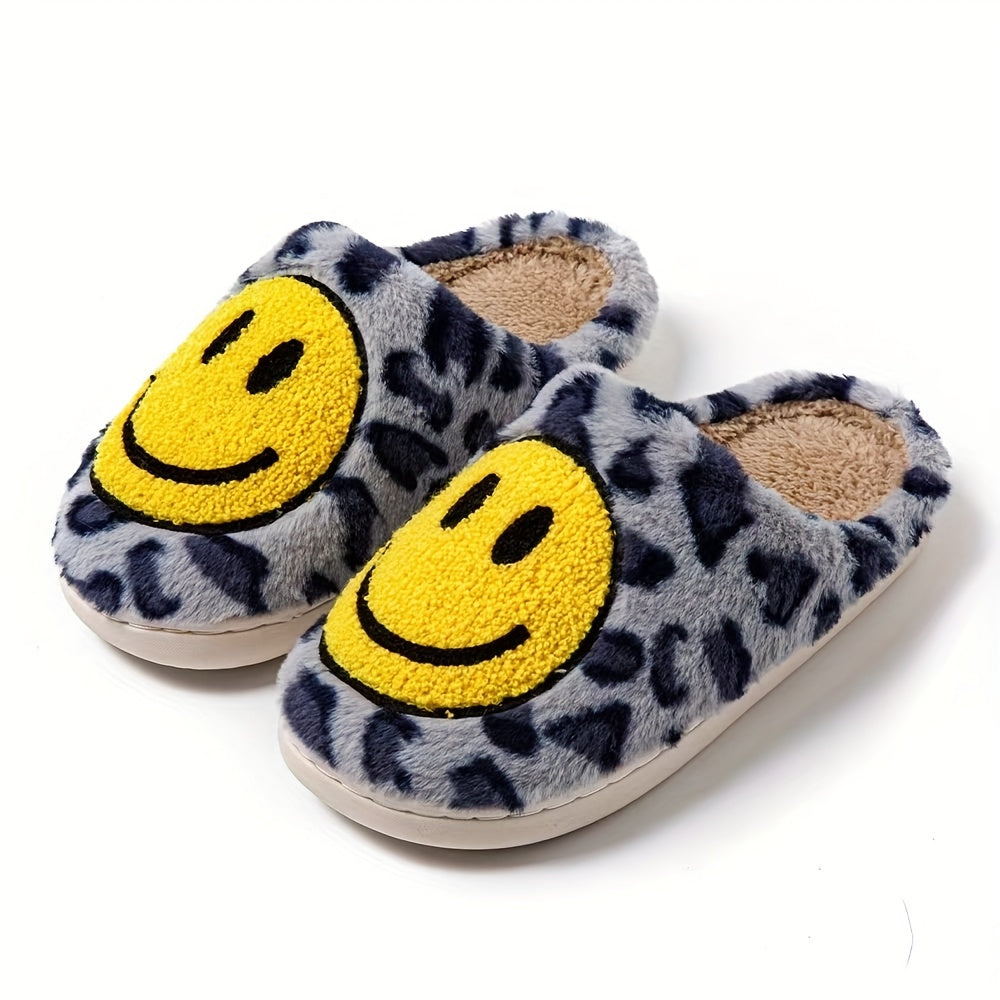 Women's Fuzzy Closed Toe Smile Slippers