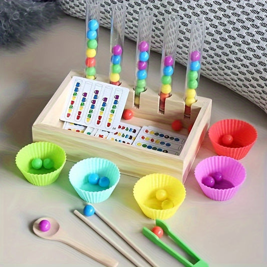 Wooden Bean Counting Game Educational Toy Interactive Learning Activity
