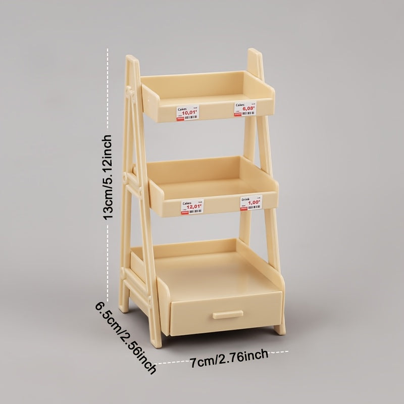 Dollhouse Flower Stand 2 Tier Shelves w/ Pull Out Drawer Plast