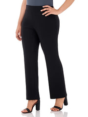  Solid High Stretch Straight Leg Workwear Trousers