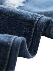 Retro Style Ripped Jeans Men's Casual Distressed Denim Pants